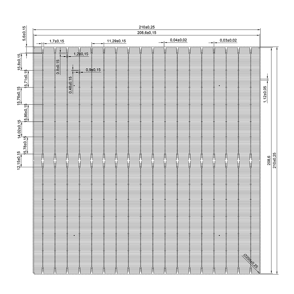 210N — Front-side technical drawing