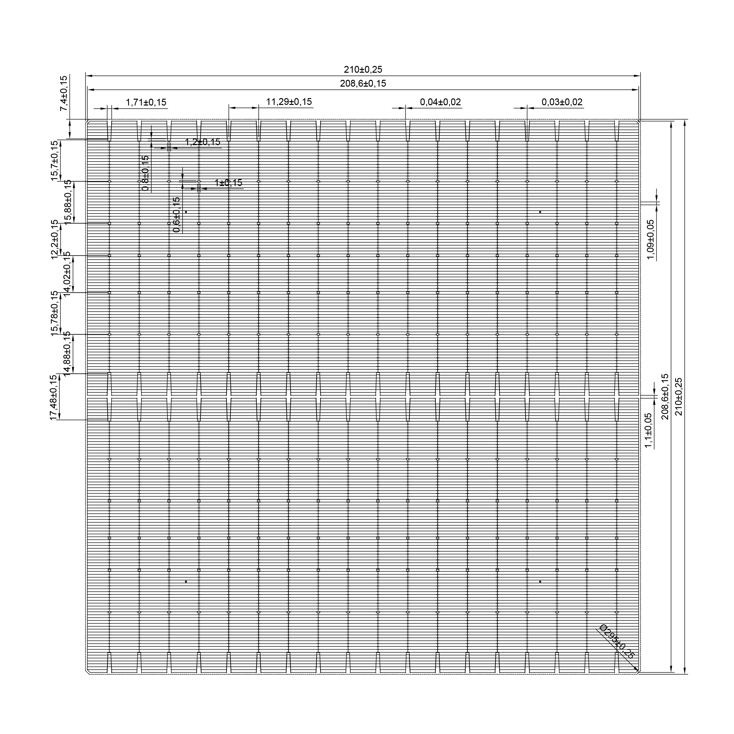 210N — Rear side, Technical drawing